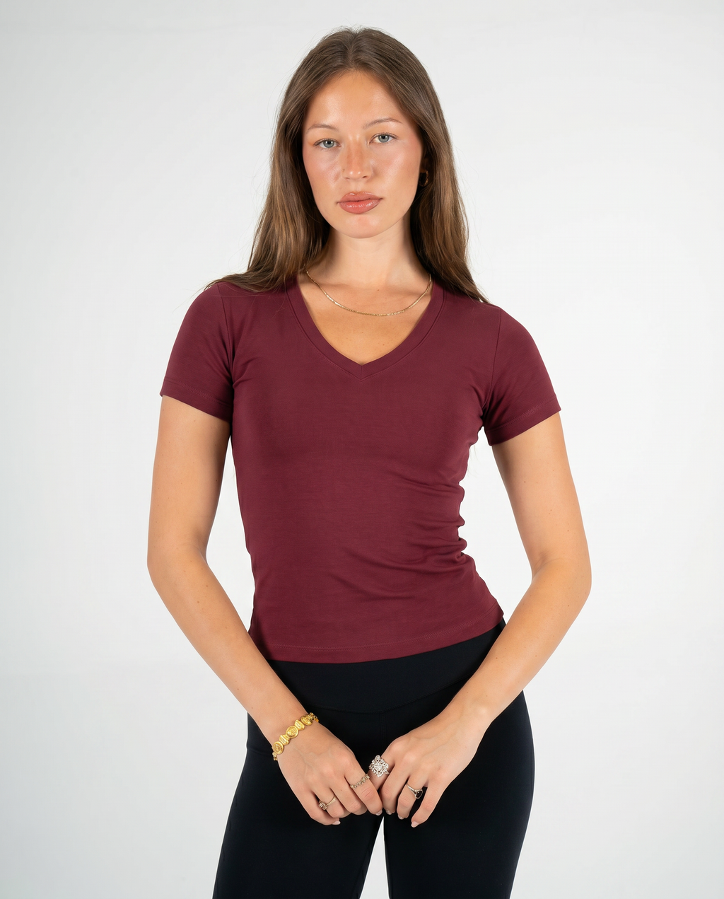 BURGUNDY V SHAPED TOP