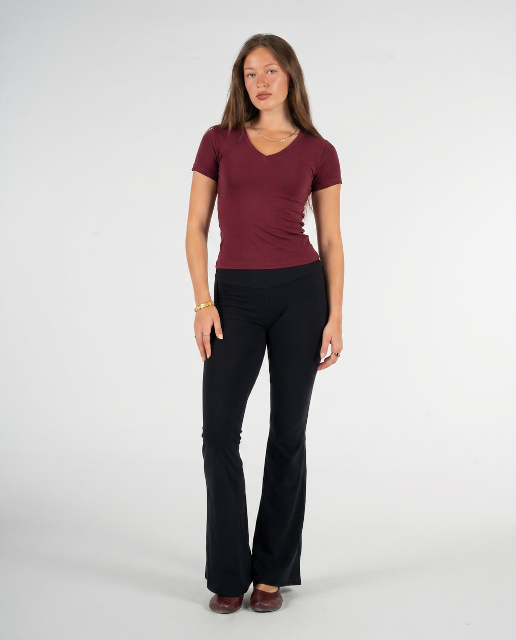 BURGUNDY V SHAPED TOP