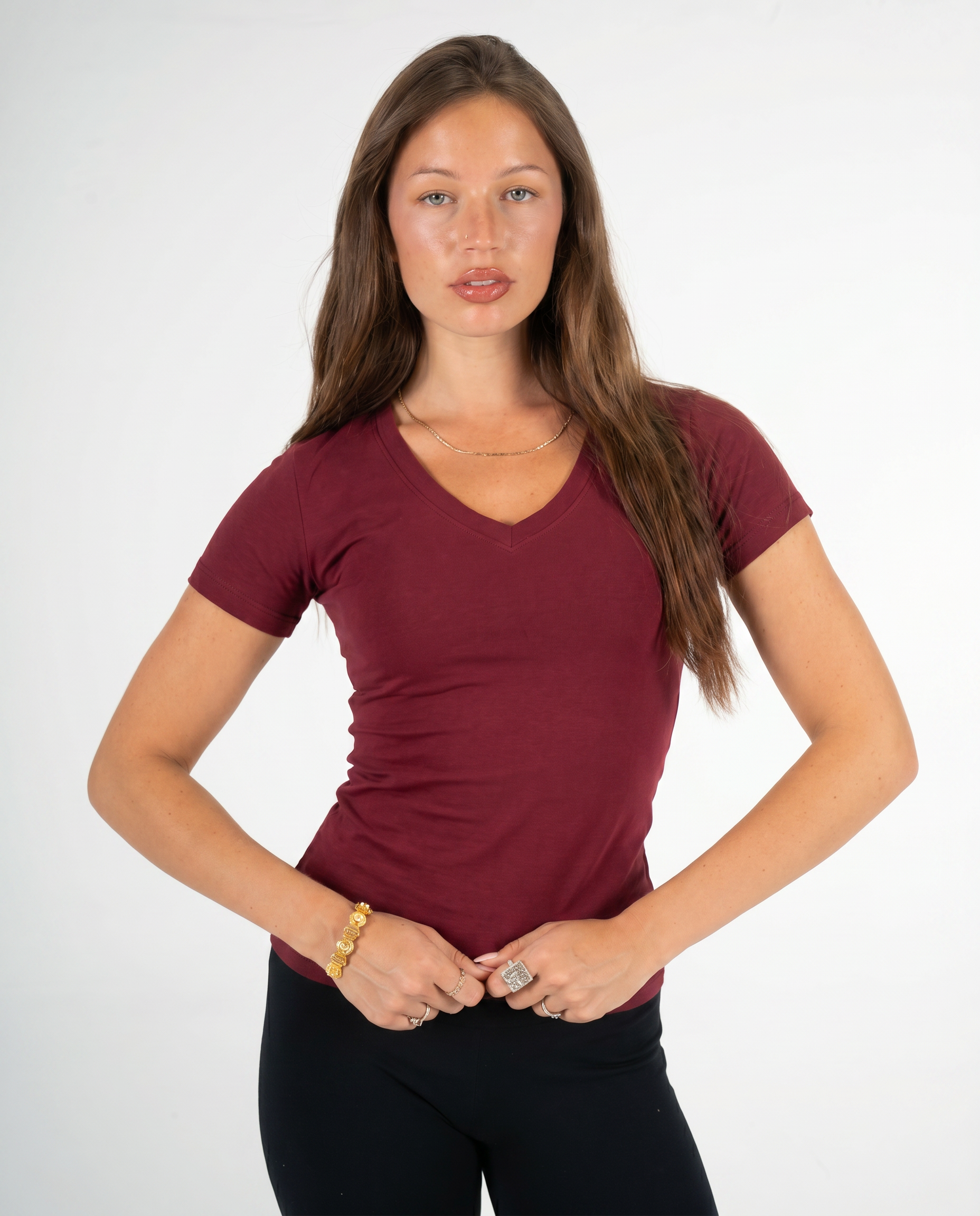 BURGUNDY V SHAPED TOP