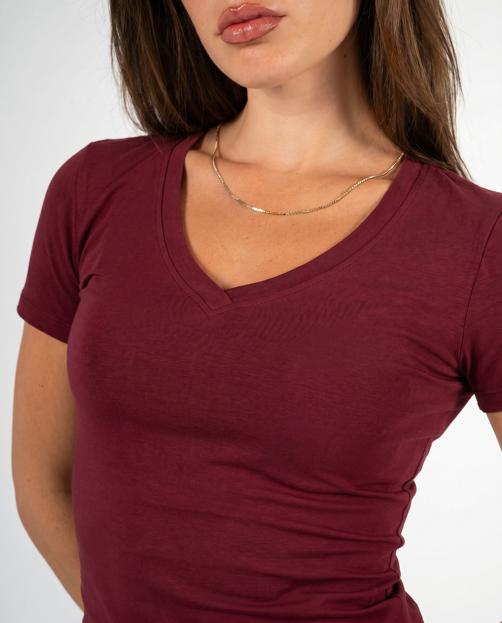 BURGUNDY V SHAPED TOP