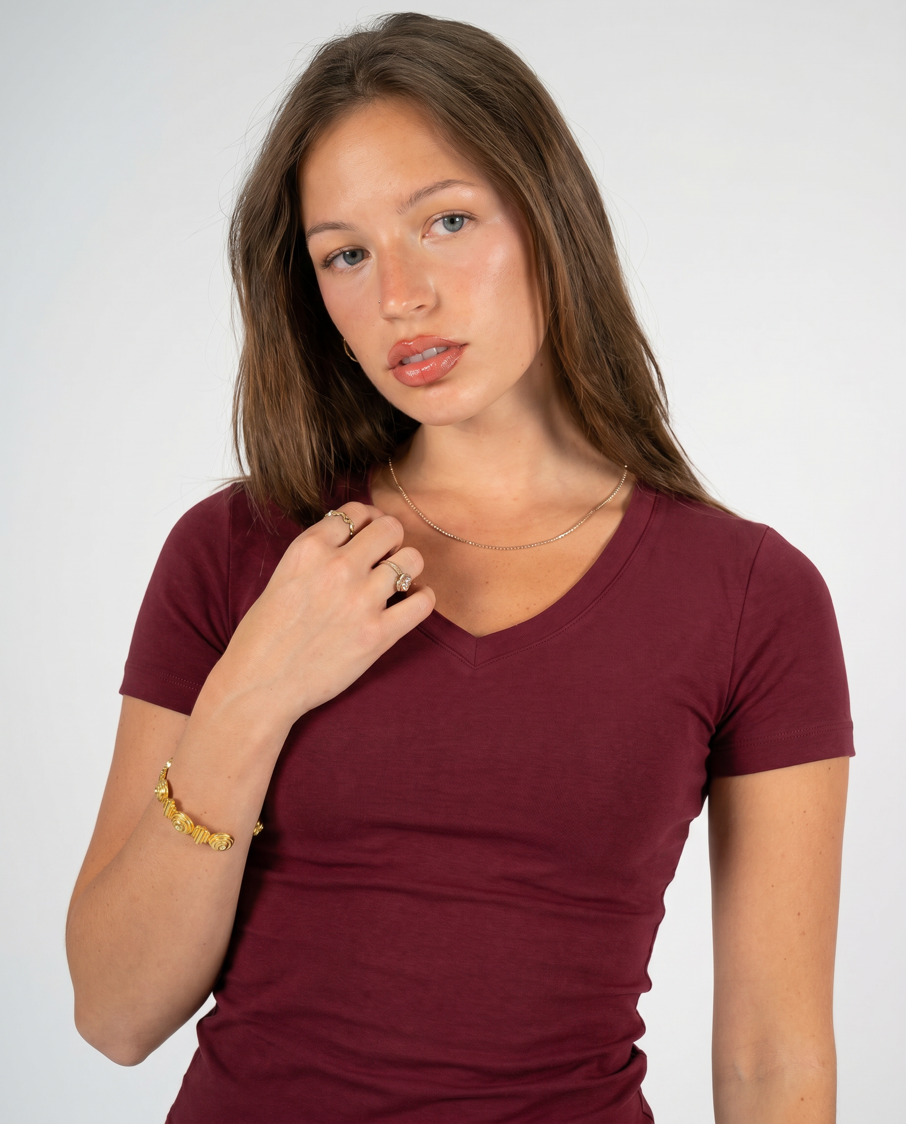 BURGUNDY V SHAPED TOP