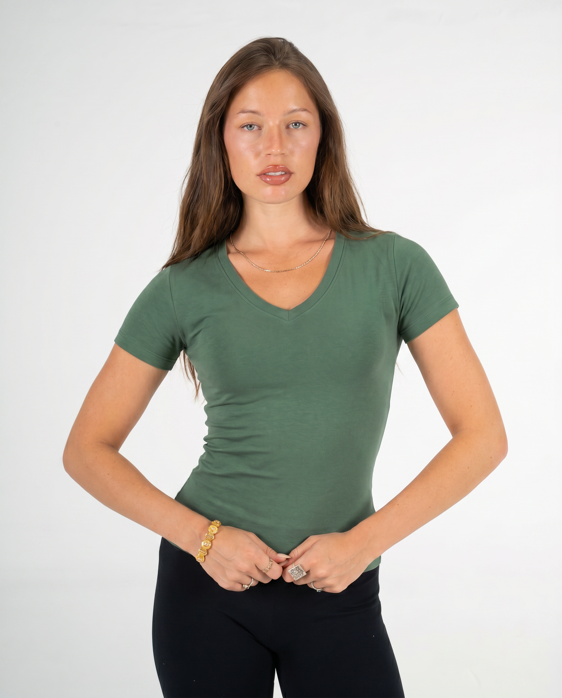 GREEN V SHAPED TOP