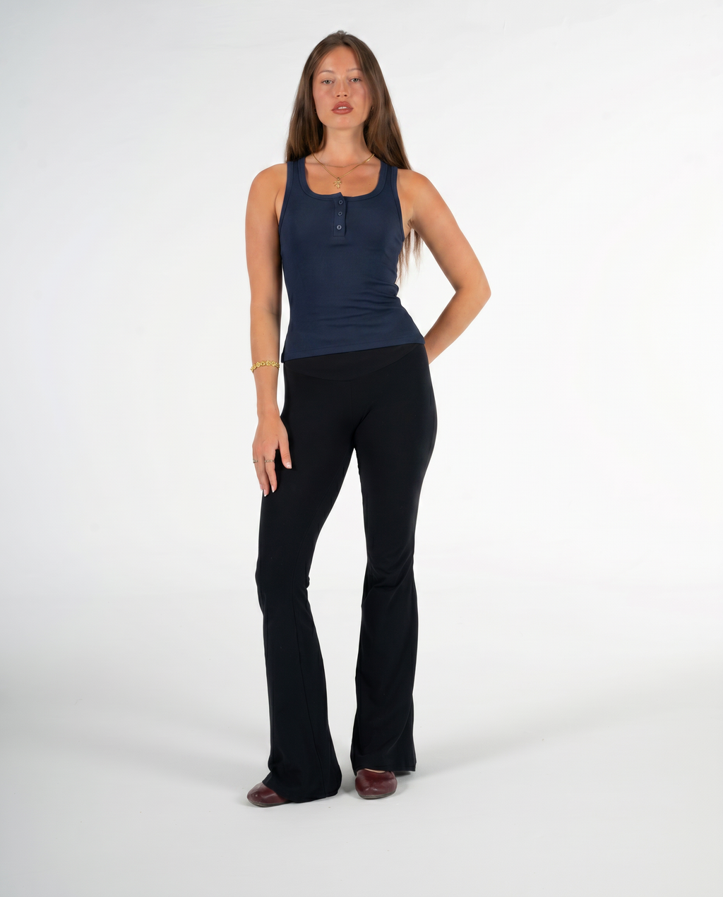 NAVY BUTTONED TANK TOP
