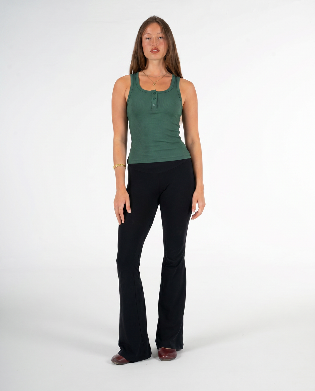 GREEN BUTTONED TANK TOP