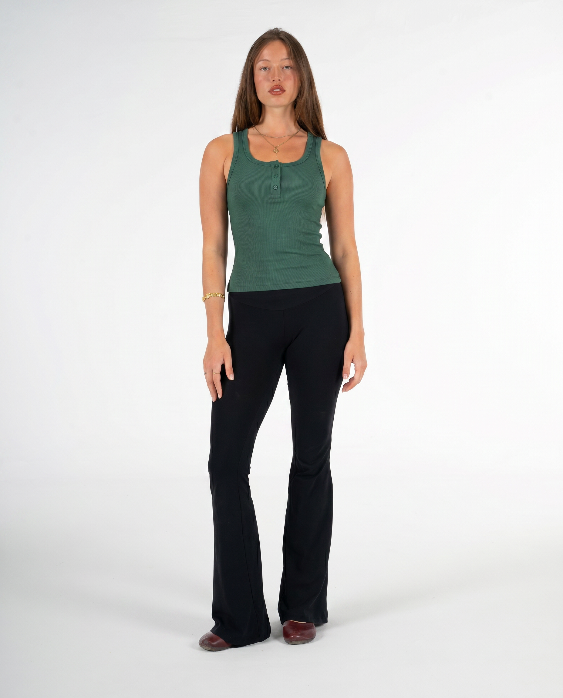 GREEN BUTTONED TANK TOP