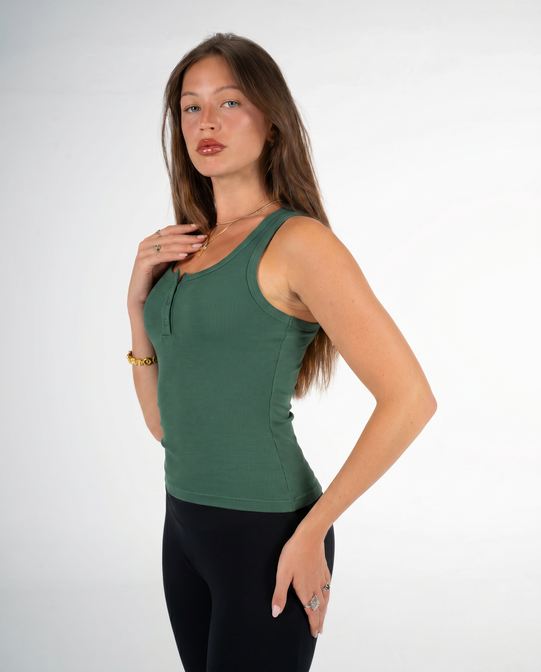 GREEN BUTTONED TANK TOP