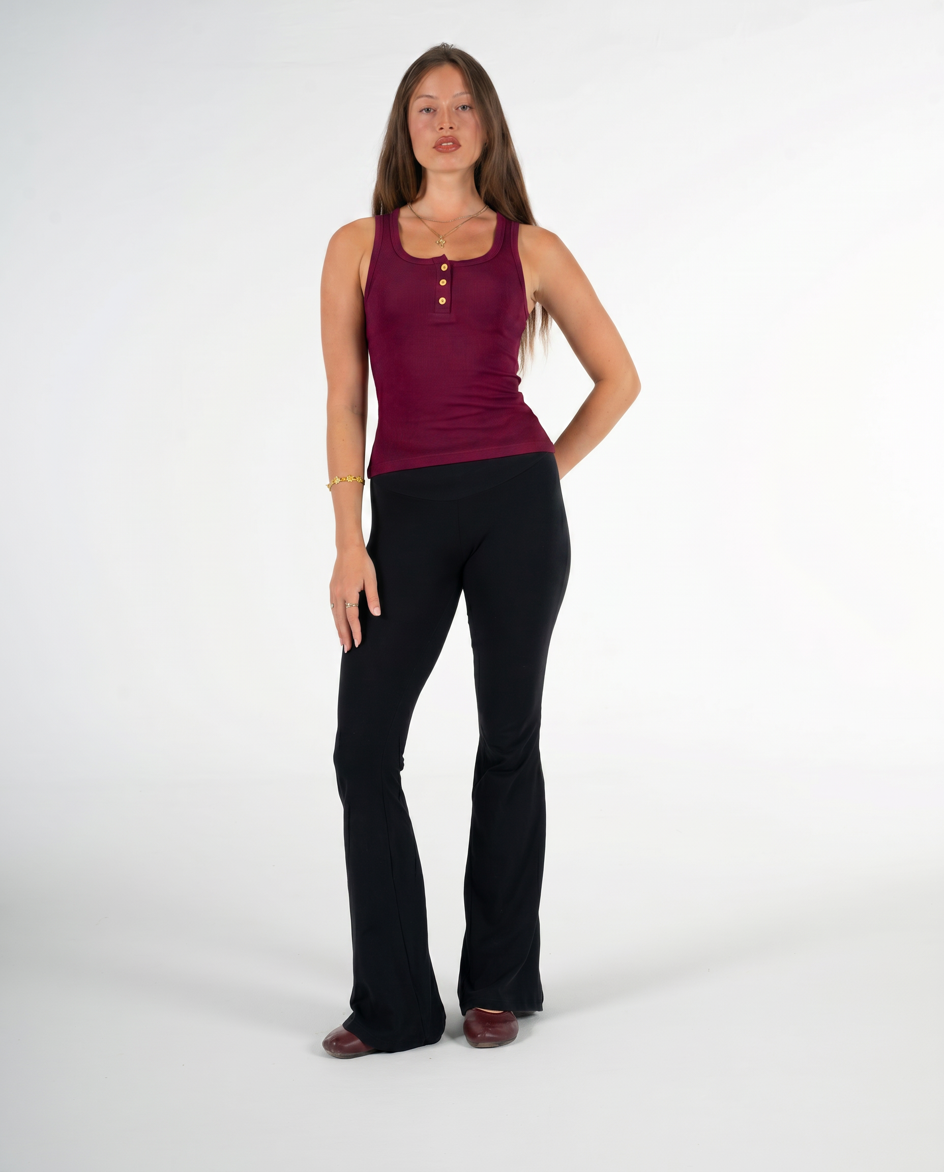 BURGUNDY BUTTONED TANK TOP