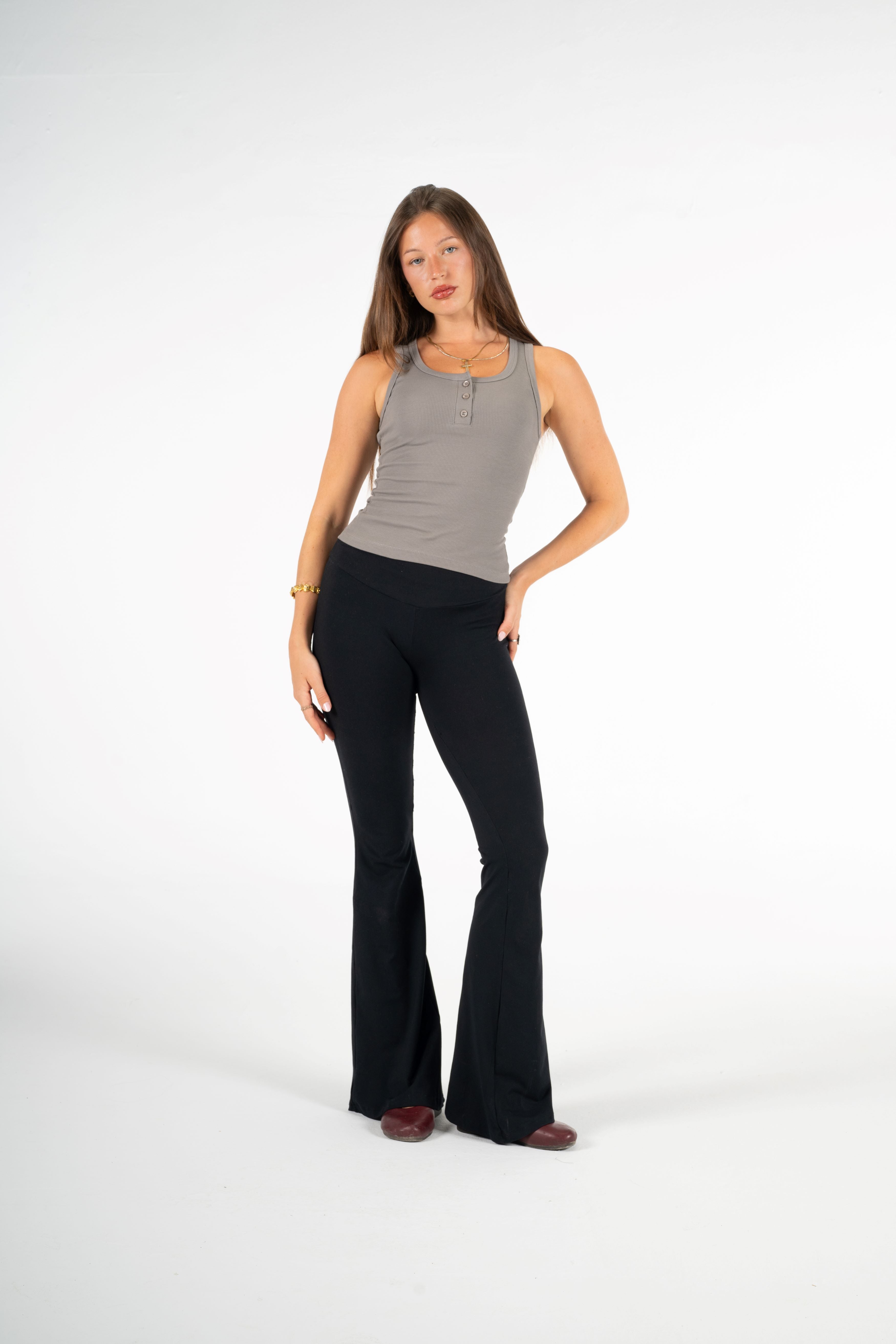 GRAY BUTTONED TANK TOP