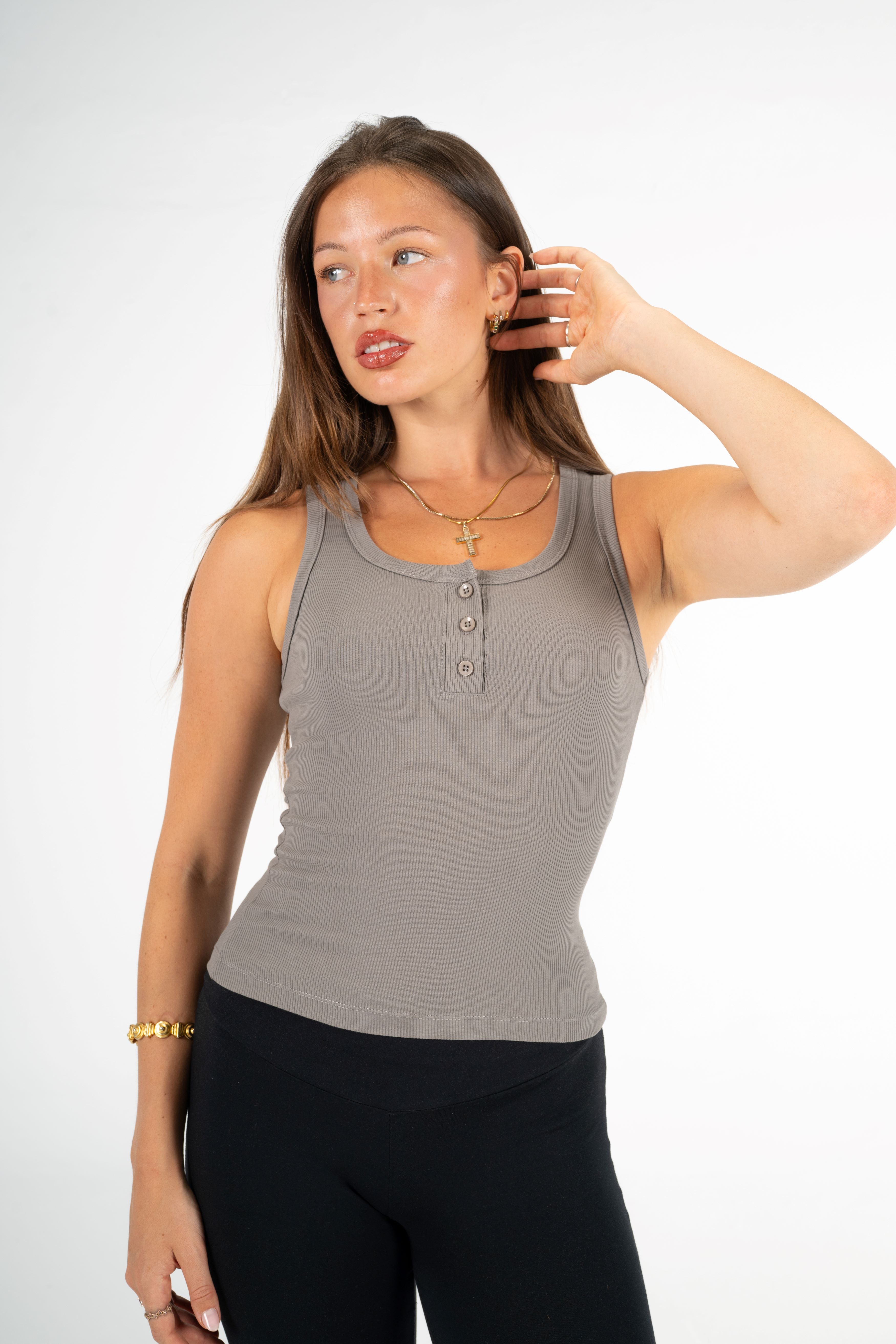 GRAY BUTTONED TANK TOP