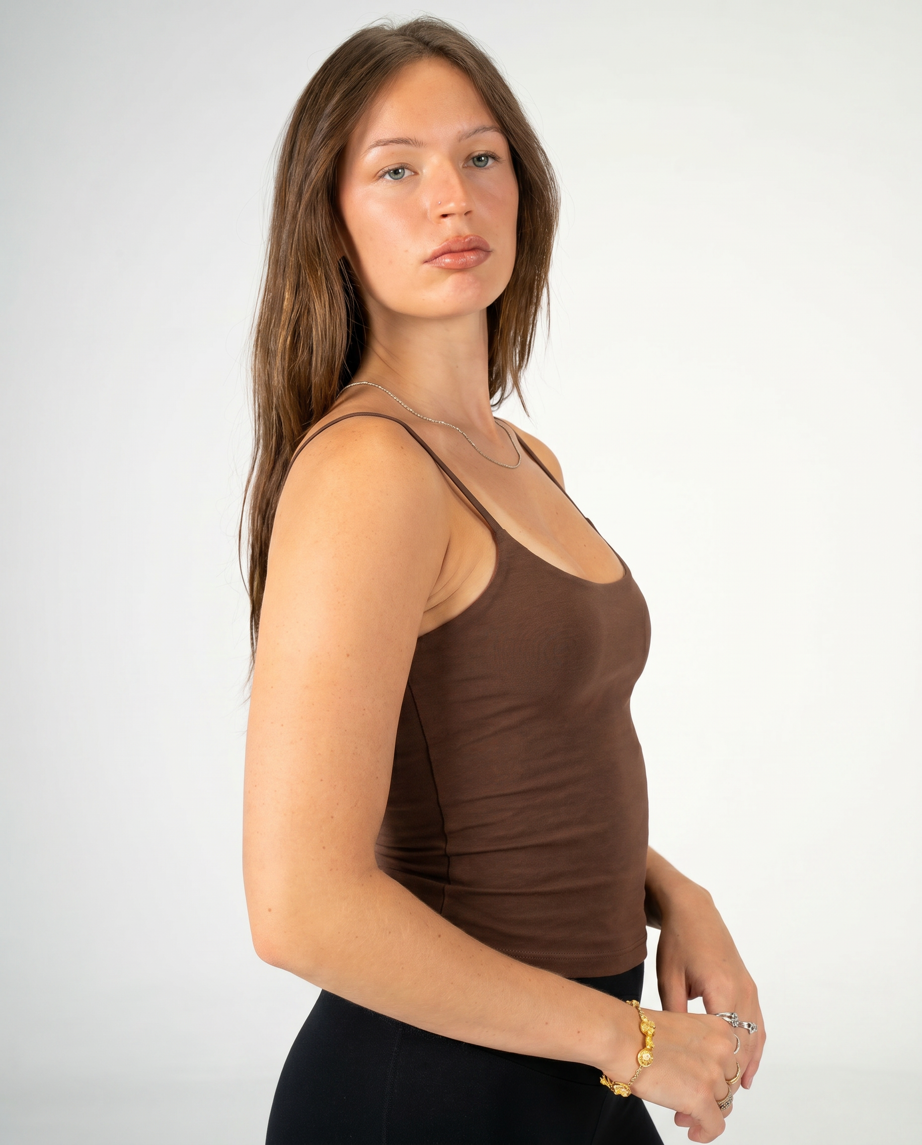 BROWN THIN STRAP TOP