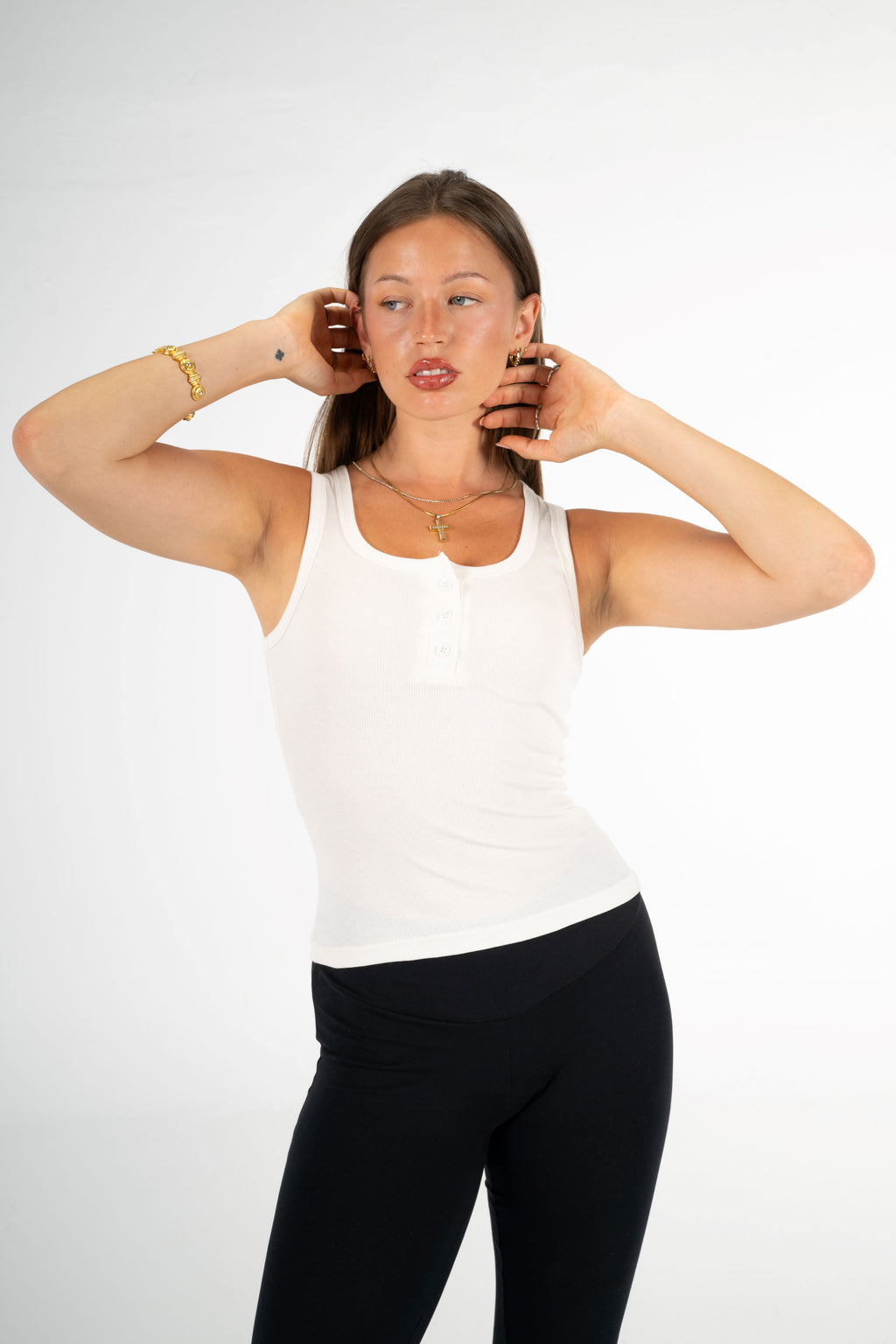 WHITE BUTTONED TANK TOP