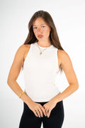 WHITE HIGH NECK TANK TOP