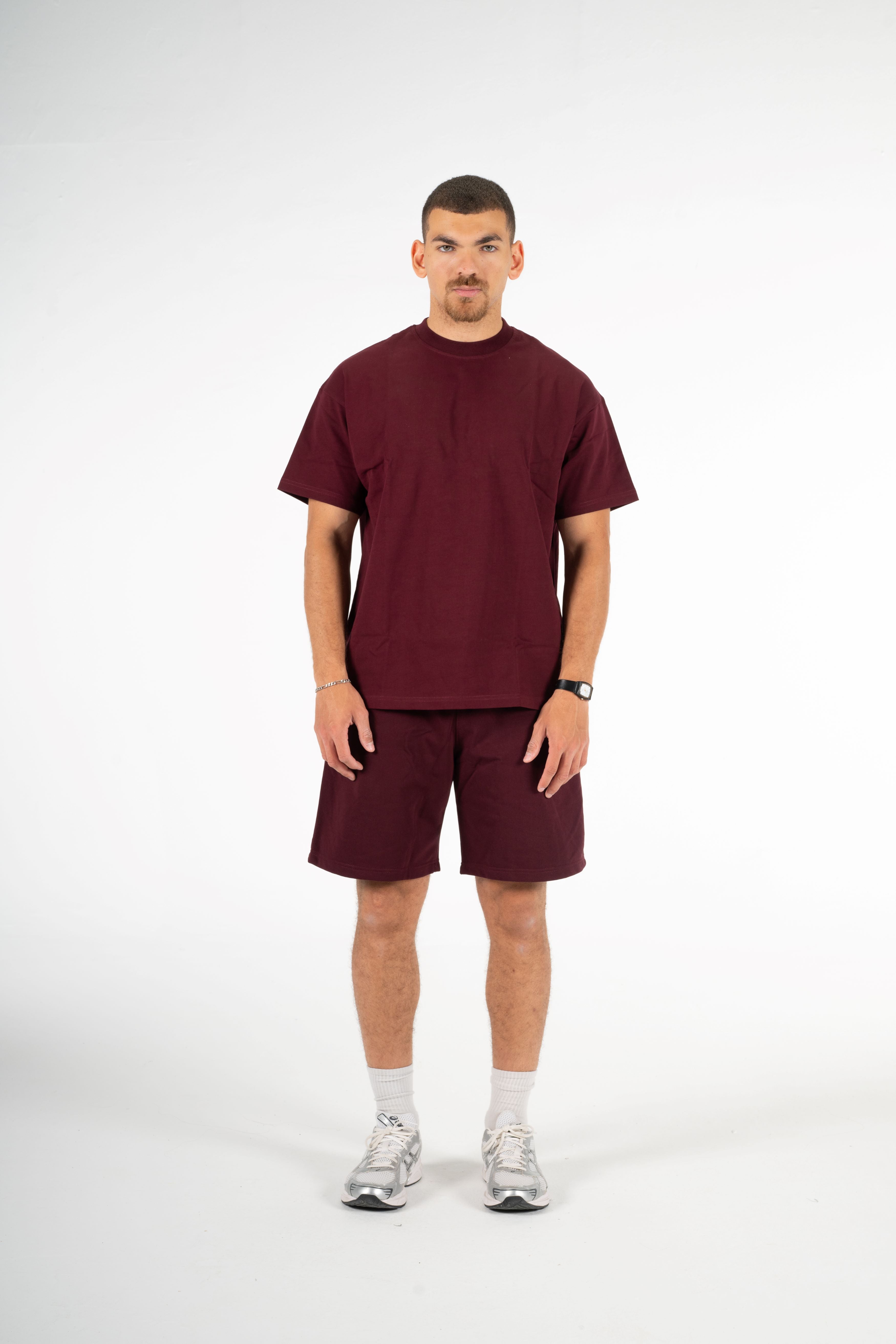 BURGUNDY BOX FIT T-SHIRT