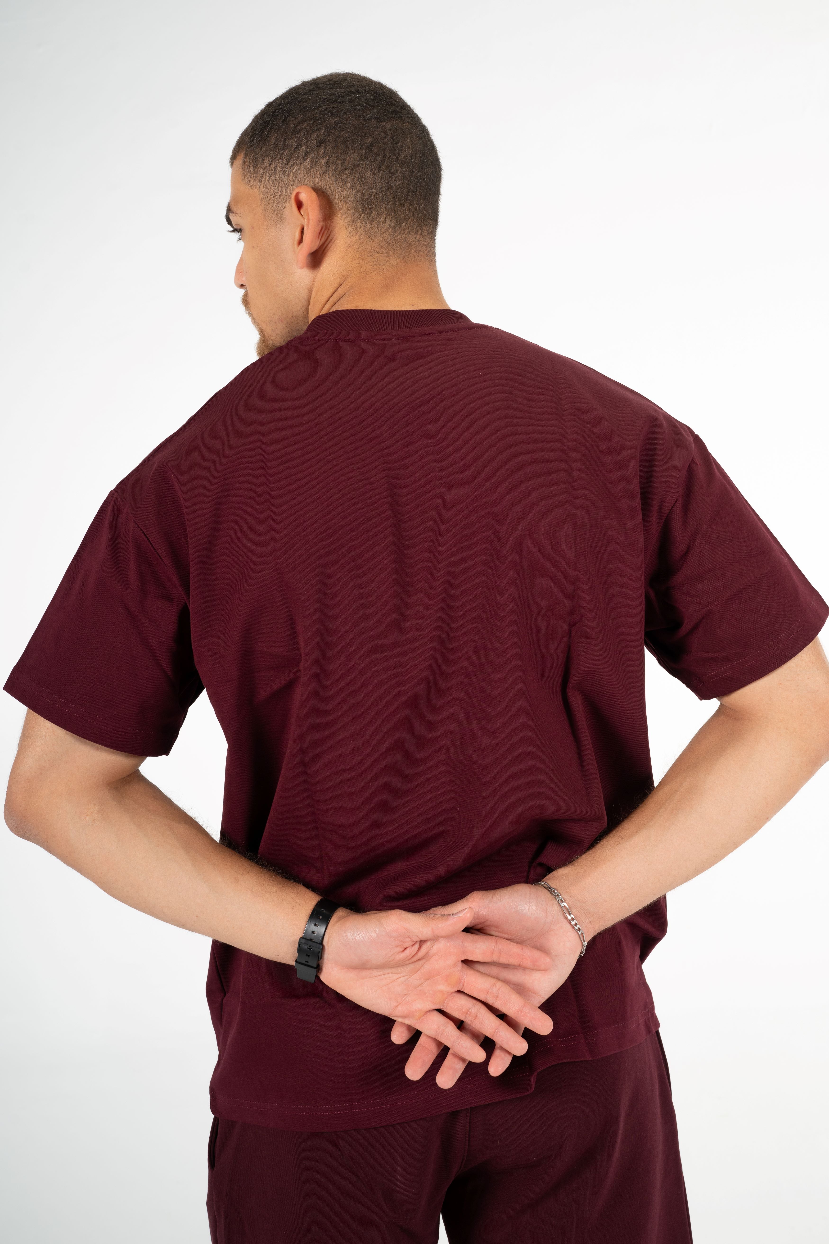 BURGUNDY BOX FIT T-SHIRT