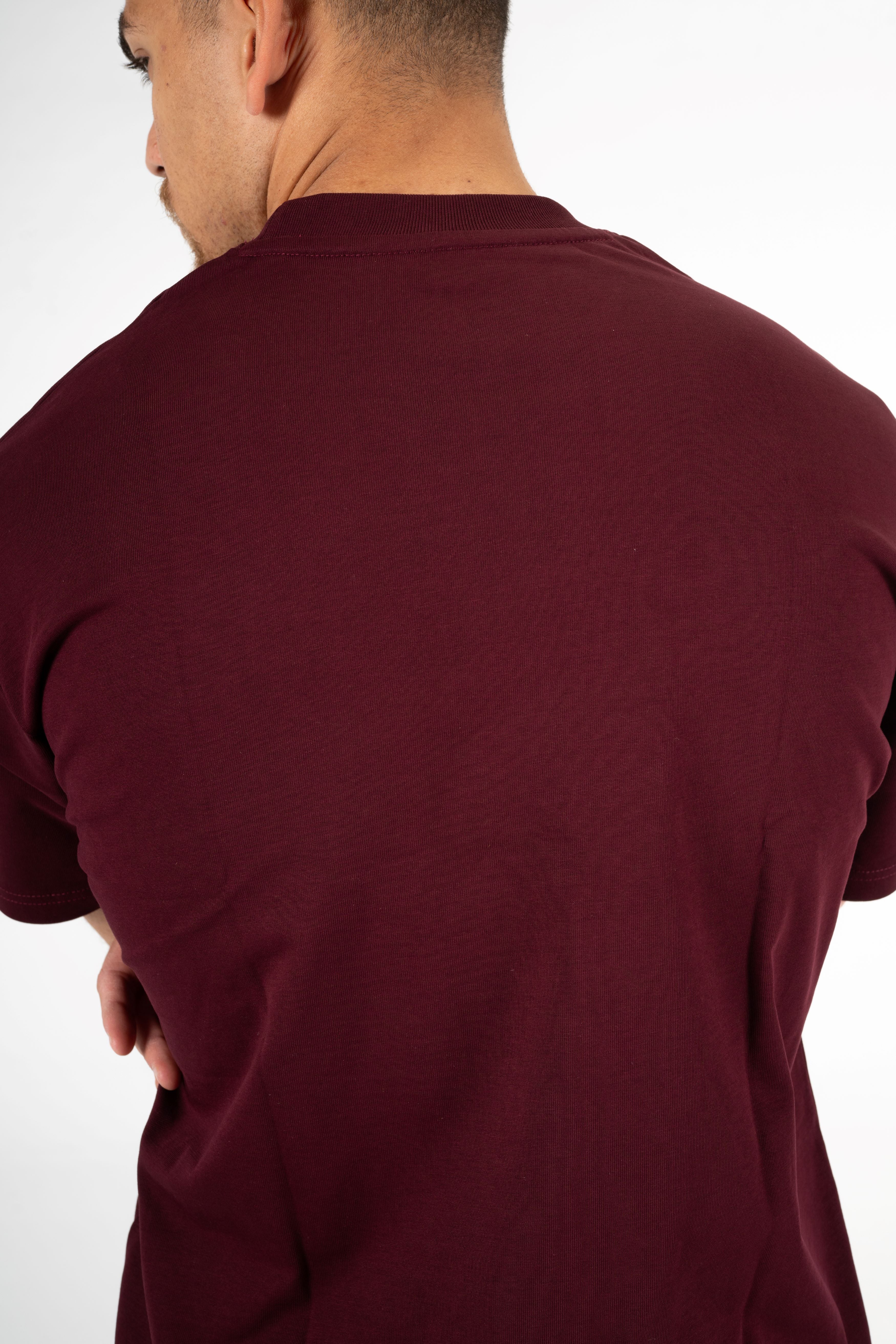 BURGUNDY BOX FIT T-SHIRT
