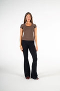 BROWN ROUND NECK TOP