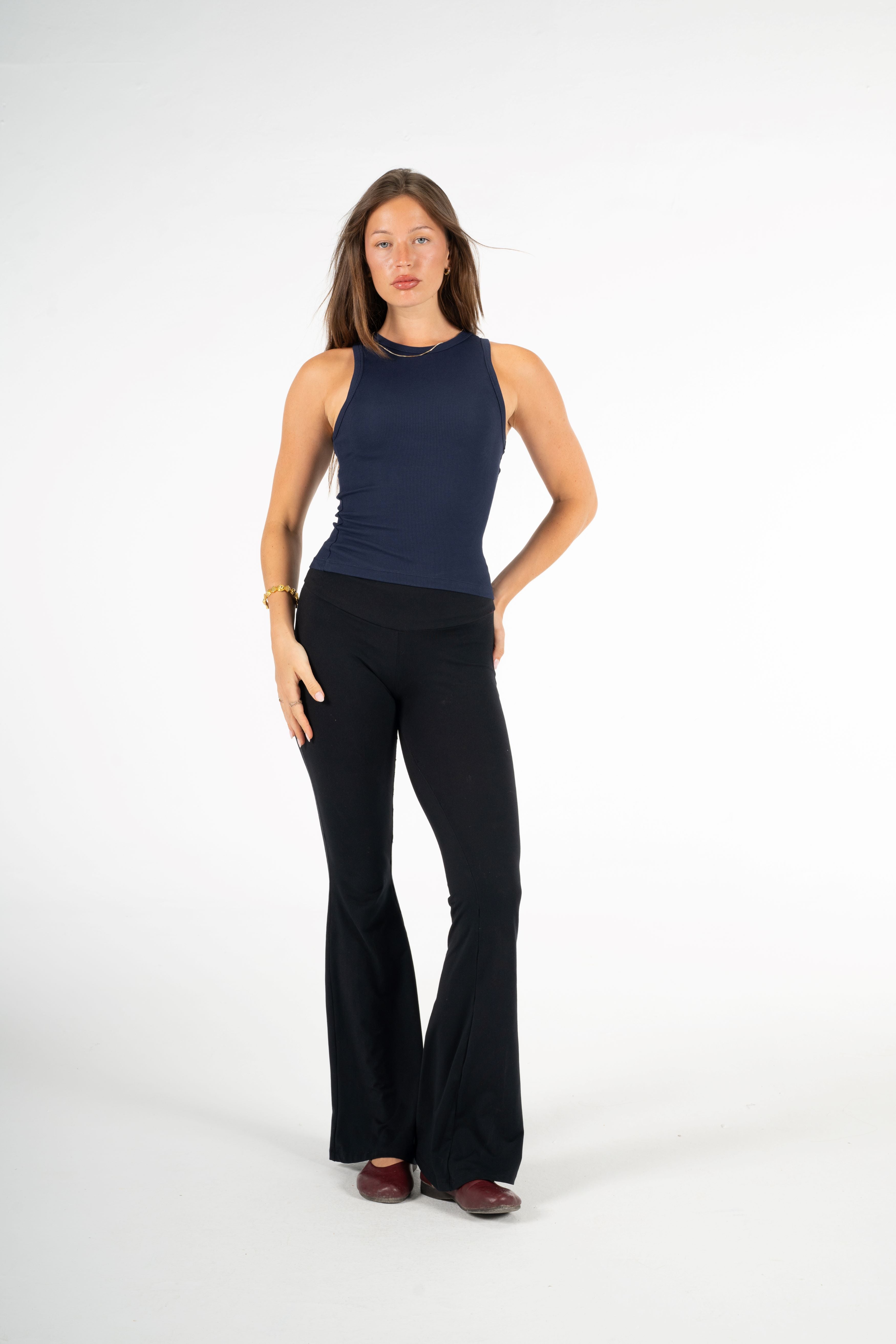 NAVY HIGH NECK TANK TOP