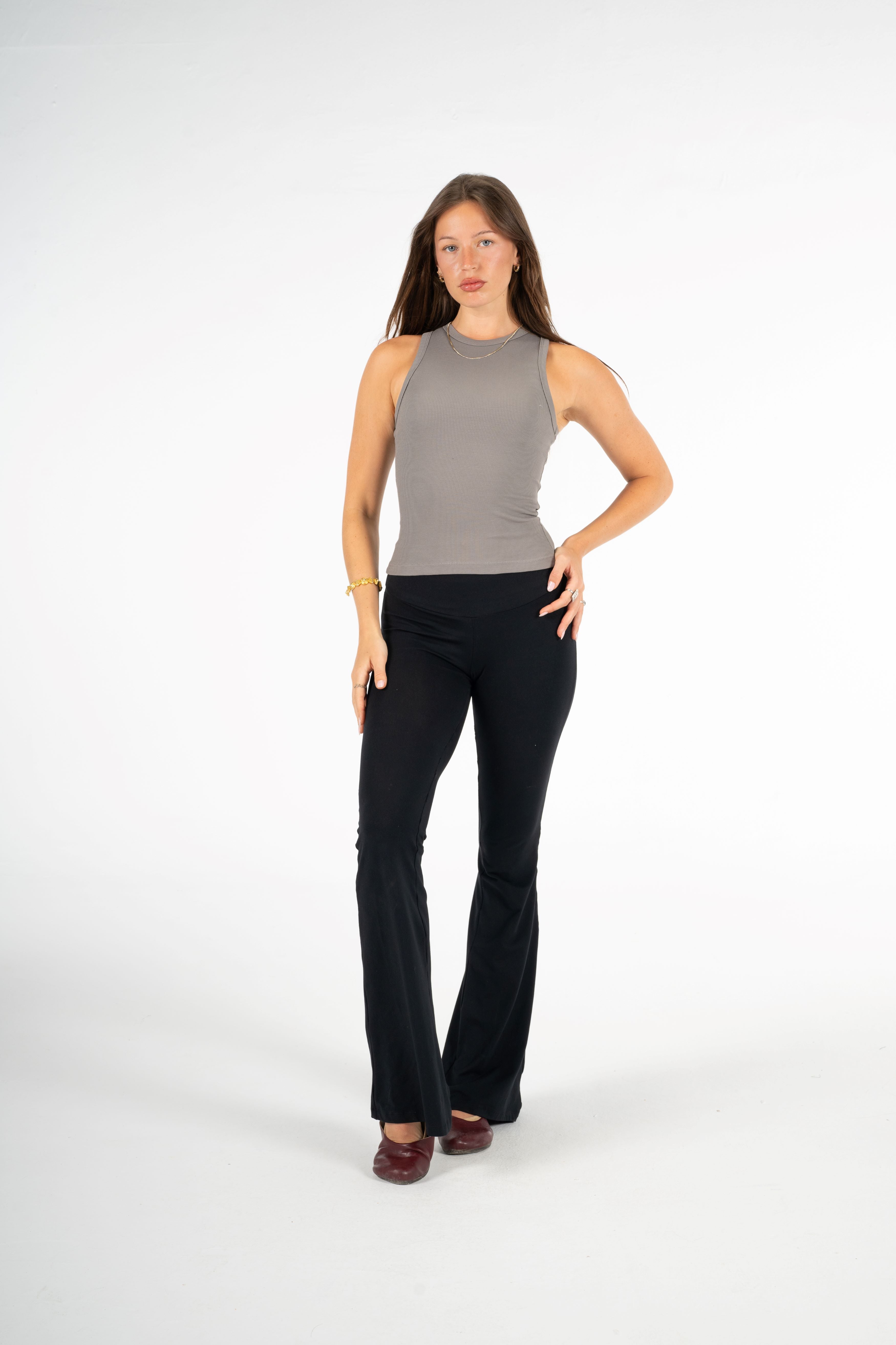 GRAY HIGH NECK TANK TOP