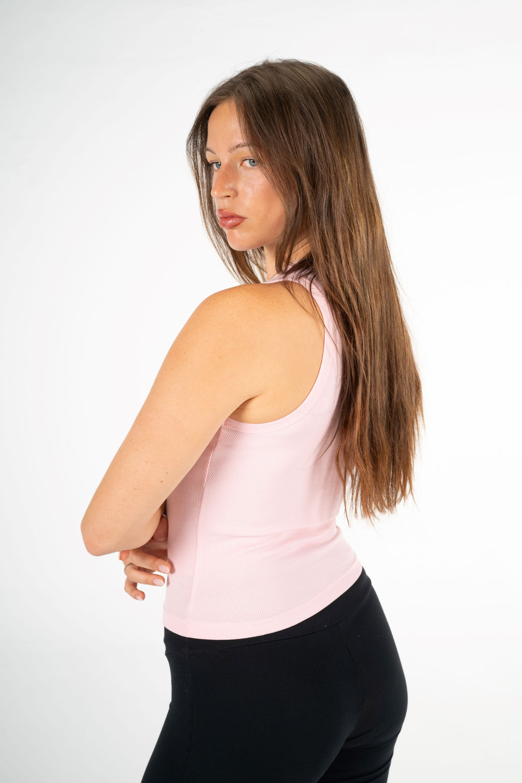 PINK HIGH NECK TANK TOP